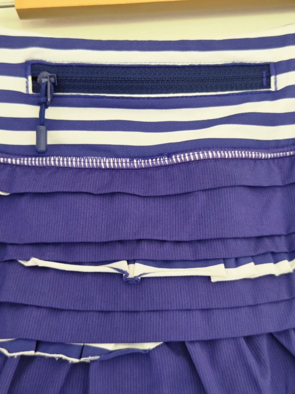 Lululemon skort 4 blue/white tiered ruffle zip pocket strips active wear tennis - Picture 7 of 13
